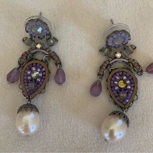 AYALA BAR purple bronze and Pearl earrings